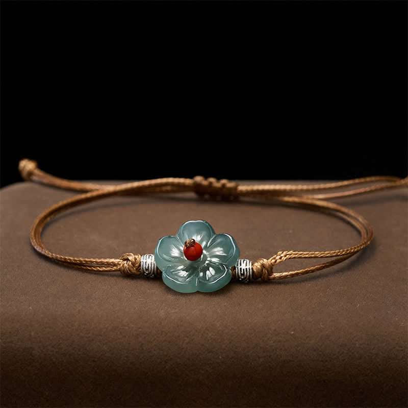 Buddha Stones Handgewebtes Armband aus natürlichem Jade mit floralem Harmonie-Motiv - image 2