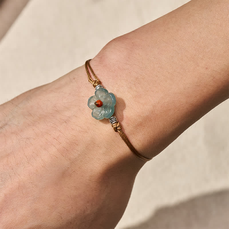 Buddha Stones Handgewebtes Armband aus natürlichem Jade mit floralem Harmonie-Motiv - image 4