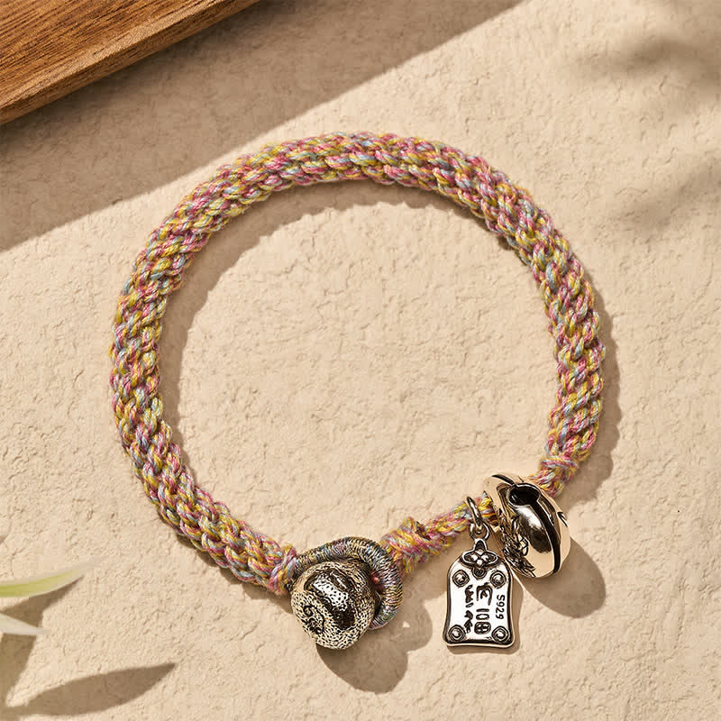 Buddha Stones Handgewebtes Armband aus tibetischem Kupfer mit Lotusglocke - image 3