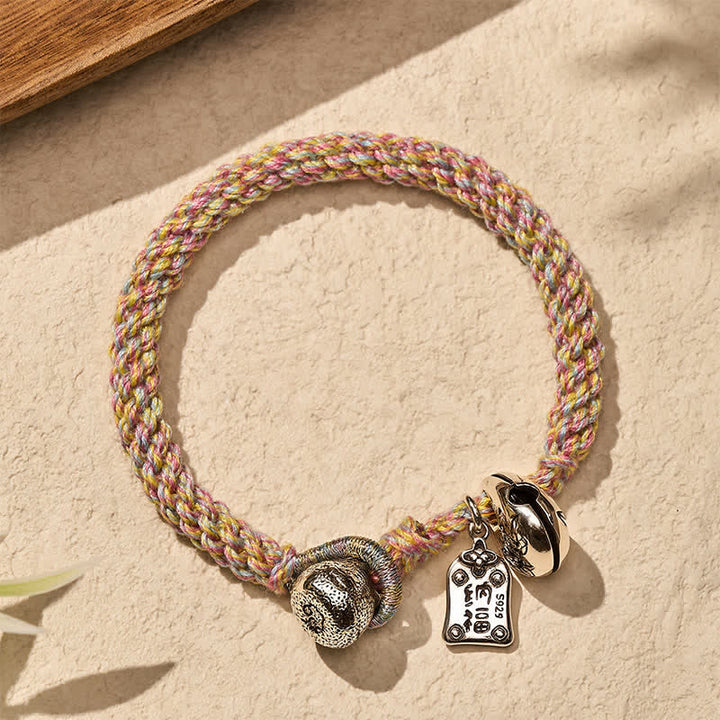 Buddha Stones Handgewebtes Armband aus tibetischem Kupfer mit Lotusglocke - image 3