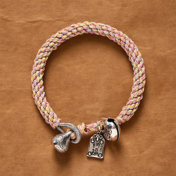 Buddha Stones Handgewebtes Armband aus tibetischem Kupfer mit Lotusglocke - image 1