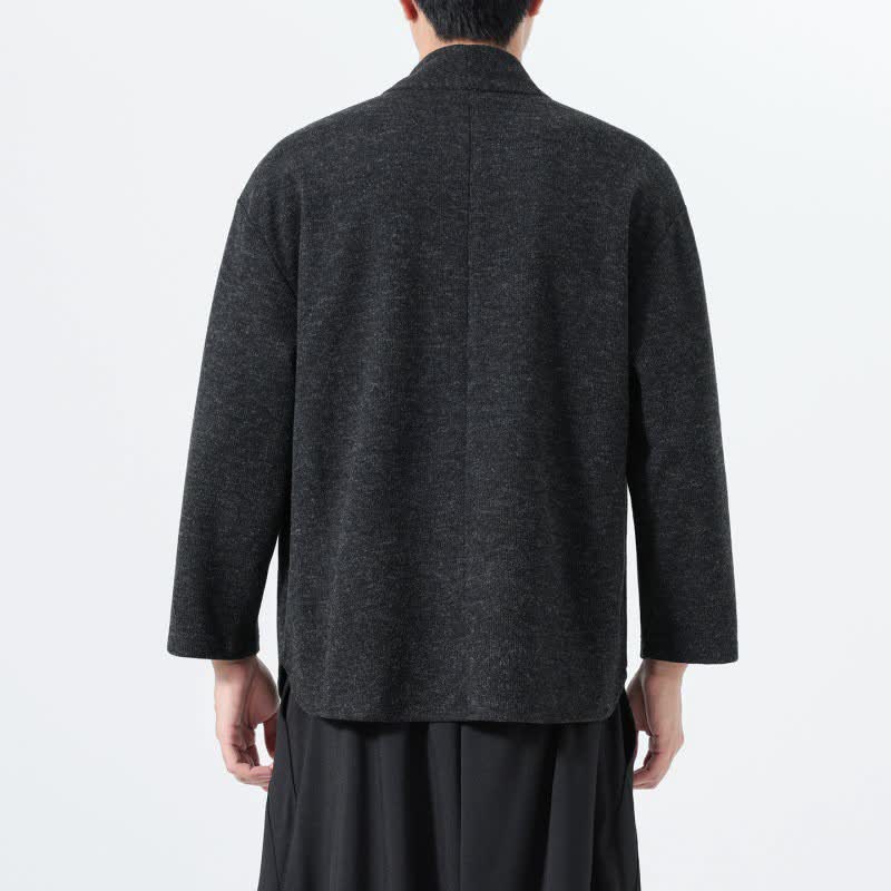 Buddha Stones Minimalistisches, lässiges Langarm-T-Shirt für Herren mit V-Ausschnitt für Herbst und Winter - image 20