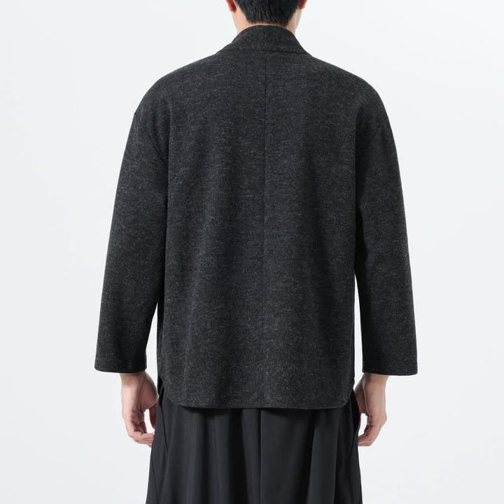Buddha Stones Minimalistisches, lässiges Langarm-T-Shirt für Herren mit V-Ausschnitt für Herbst und Winter - image 20