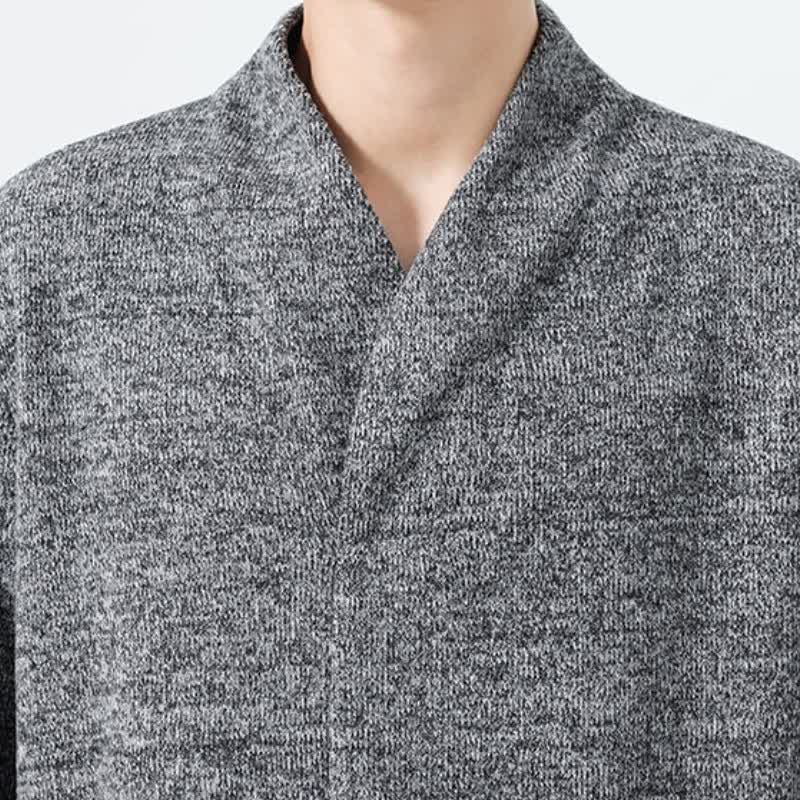 Buddha Stones Minimalistisches, lässiges Langarm-T-Shirt für Herren mit V-Ausschnitt für Herbst und Winter - image 11