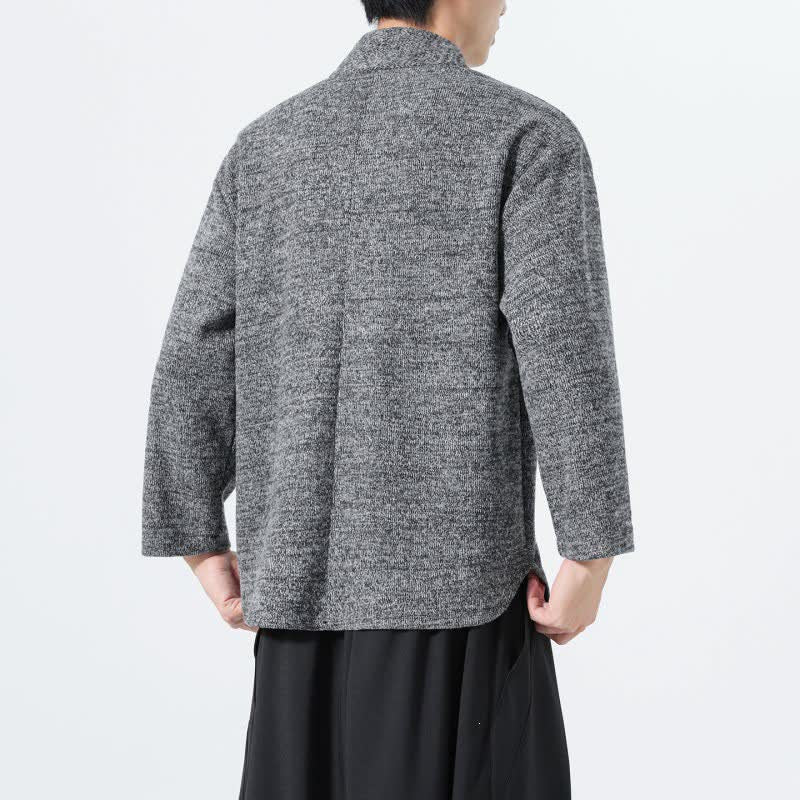 Buddha Stones Minimalistisches, lässiges Langarm-T-Shirt für Herren mit V-Ausschnitt für Herbst und Winter - image 10