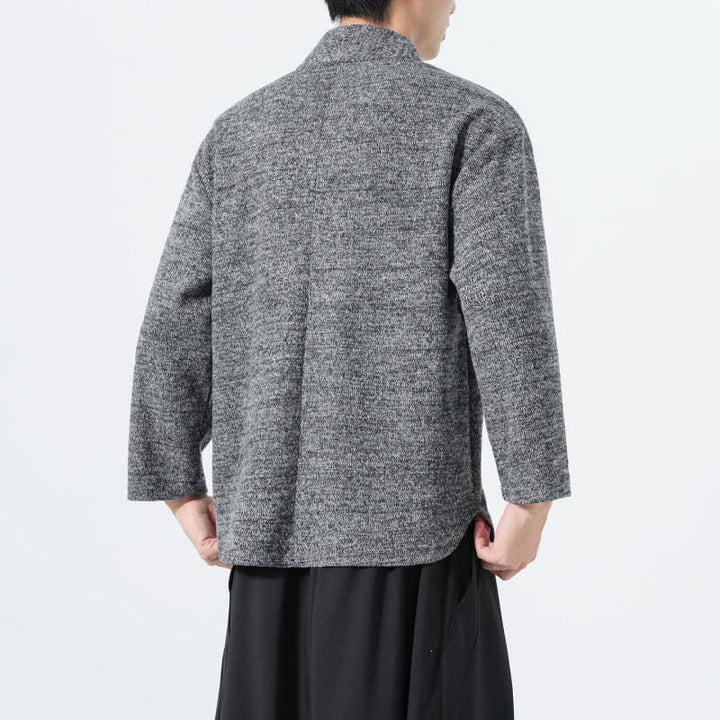 Buddha Stones Minimalistisches, lässiges Langarm-T-Shirt für Herren mit V-Ausschnitt für Herbst und Winter - image 10