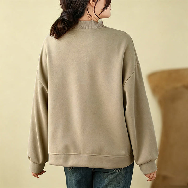 Buddha Stones Lässige, minimalistische, einfarbige Damenjacke mit Knopfleiste und Taschen für den Herbst - image 8