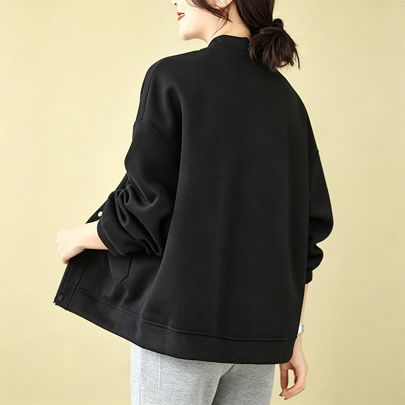 Buddha Stones Lässige, minimalistische, einfarbige Damenjacke mit Knopfleiste und Taschen für den Herbst - image 21