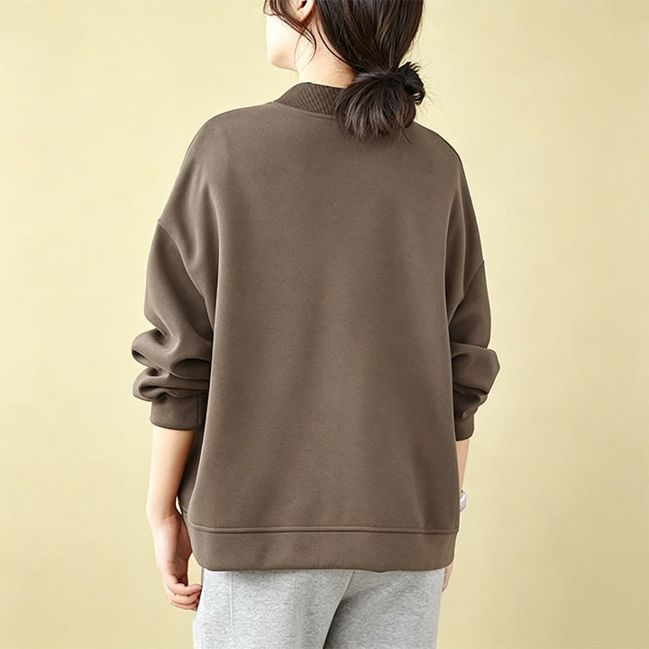 Buddha Stones Lässige, minimalistische, einfarbige Damenjacke mit Knopfleiste und Taschen für den Herbst - image 3