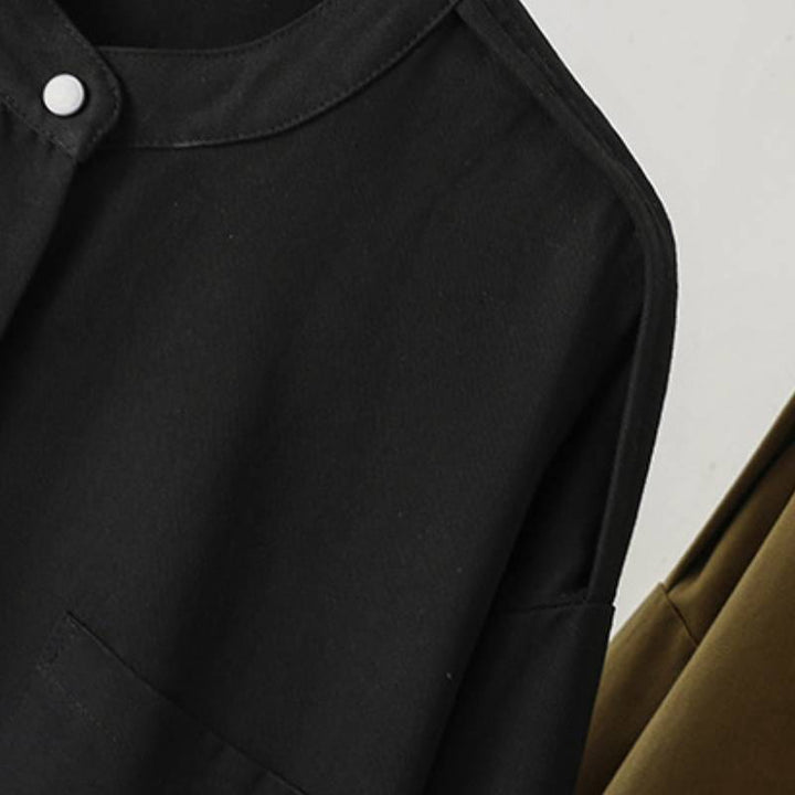 Buddha Stones Lässige Damenjacke im Tang-Stil mit Stehkragen und aufgesetzten Taschen für den Herbst. - image 22