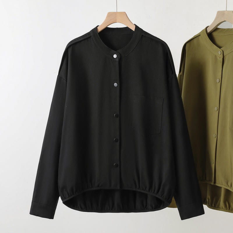Buddha Stones Lässige Damenjacke im Tang-Stil mit Stehkragen und aufgesetzten Taschen für den Herbst. - Schwarz - US8-10, UK/AU12-14, EU40-42 (2XL) - image 19