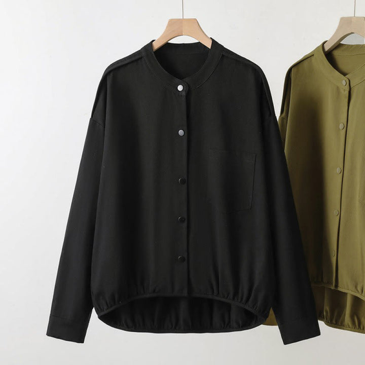 Buddha Stones Lässige Damenjacke im Tang-Stil mit Stehkragen und aufgesetzten Taschen für den Herbst. - Schwarz - US8-10, UK/AU12-14, EU40-42 (2XL) - image 19