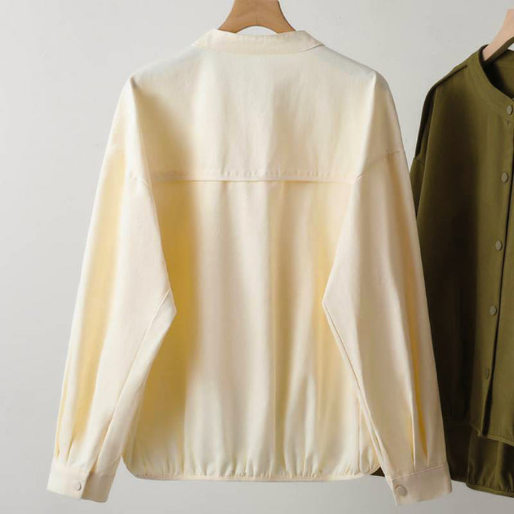 Buddha Stones Lässige Damenjacke im Tang-Stil mit Stehkragen und aufgesetzten Taschen für den Herbst. - image 12