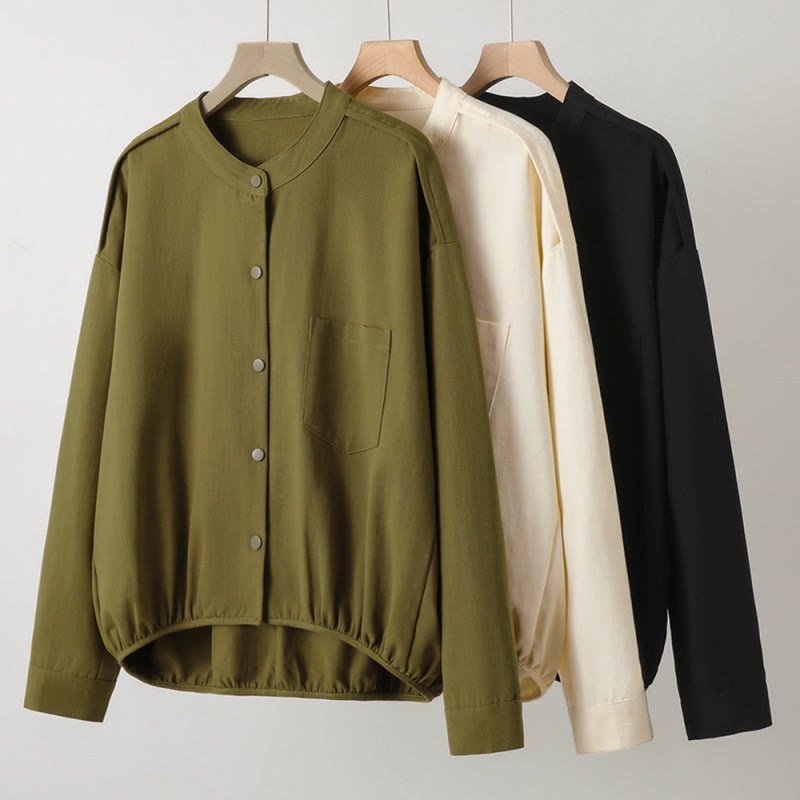 Buddha Stones Lässige Damenjacke im Tang-Stil mit Stehkragen und aufgesetzten Taschen für den Herbst. - image 26