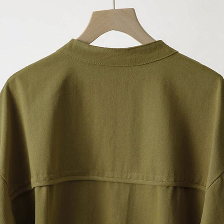 Buddha Stones Lässige Damenjacke im Tang-Stil mit Stehkragen und aufgesetzten Taschen für den Herbst. - image 4