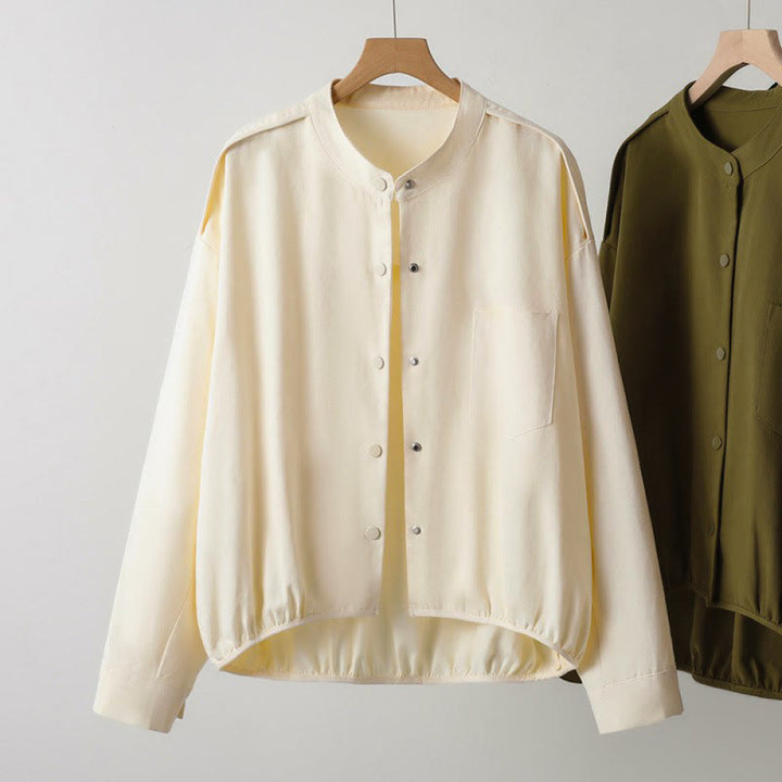 Buddha Stones Lässige Damenjacke im Tang-Stil mit Stehkragen und aufgesetzten Taschen für den Herbst. - image 11