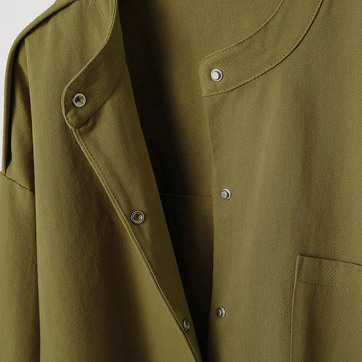 Buddha Stones Lässige Damenjacke im Tang-Stil mit Stehkragen und aufgesetzten Taschen für den Herbst. - image 3
