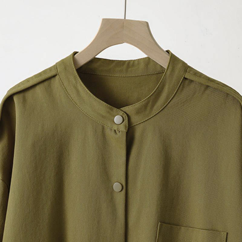 Buddha Stones Lässige Damenjacke im Tang-Stil mit Stehkragen und aufgesetzten Taschen für den Herbst. - image 2