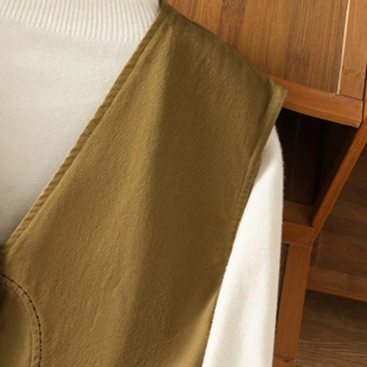 Buddha Stones Lässiges, minimalistisches Tanktop mit V-Ausschnitt, Knopfleiste und Tasche für Damen – perfekt für den Sommer. - image 12