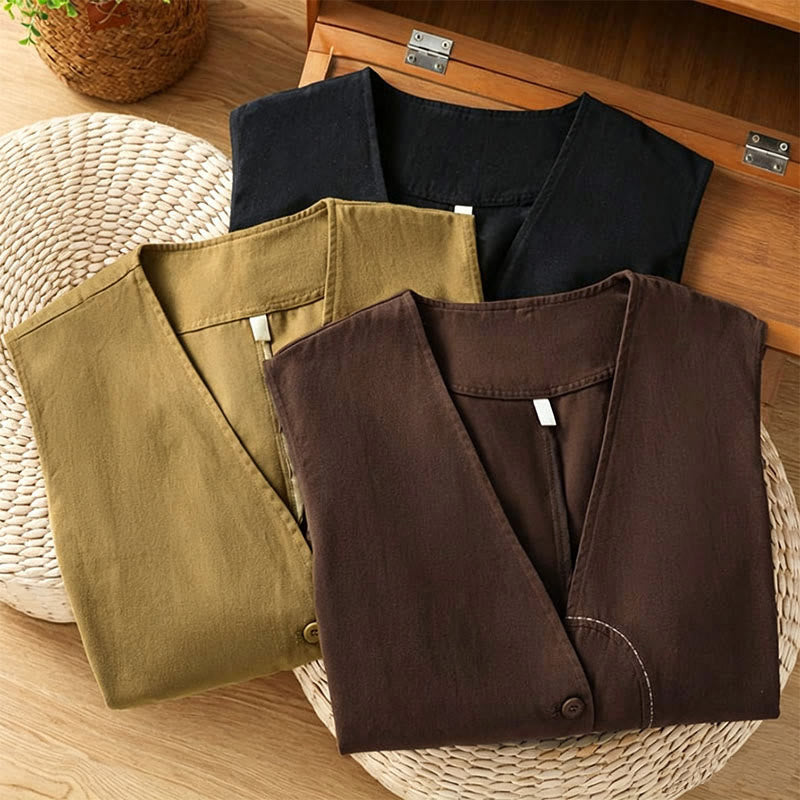 Buddha Stones Lässiges, minimalistisches Tanktop mit V-Ausschnitt, Knopfleiste und Tasche für Damen – perfekt für den Sommer. - image 22