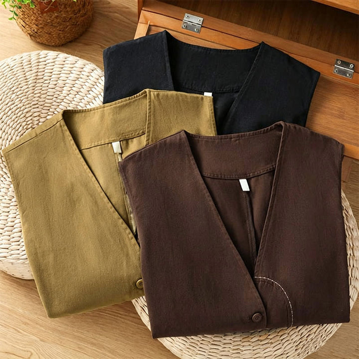 Buddha Stones Lässiges, minimalistisches Tanktop mit V-Ausschnitt, Knopfleiste und Tasche für Damen – perfekt für den Sommer. - image 22