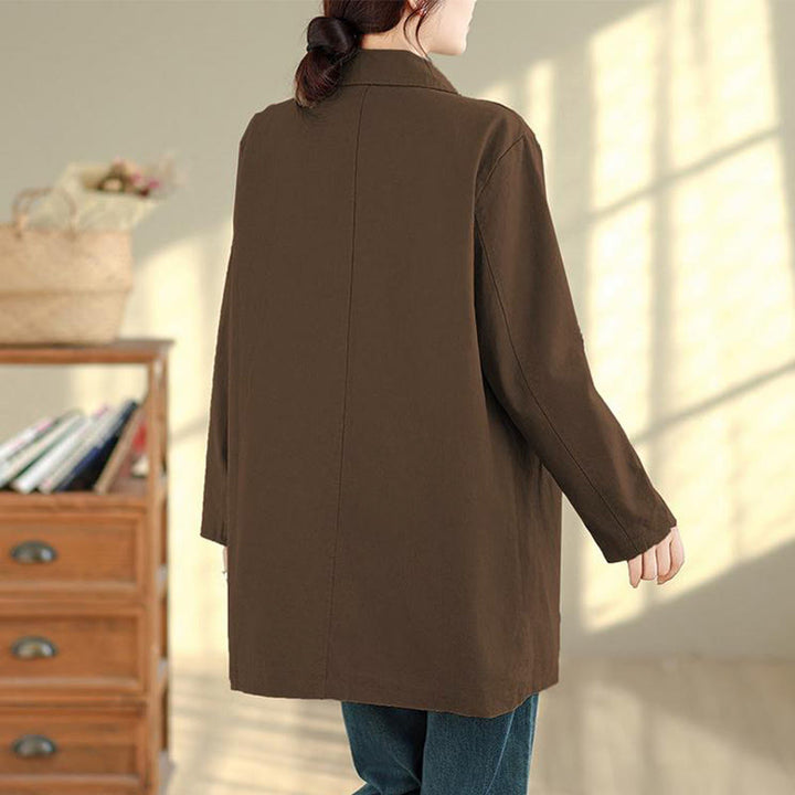 Buddha Stones Herbstliche, schlichte Damenjacke im Vintage-Karo-Stil mit Taschen - image 18