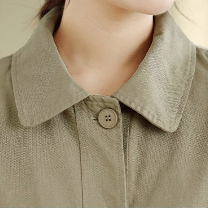 Buddha Stones Herbstliche, schlichte Damenjacke im Vintage-Karo-Stil mit Taschen - image 6