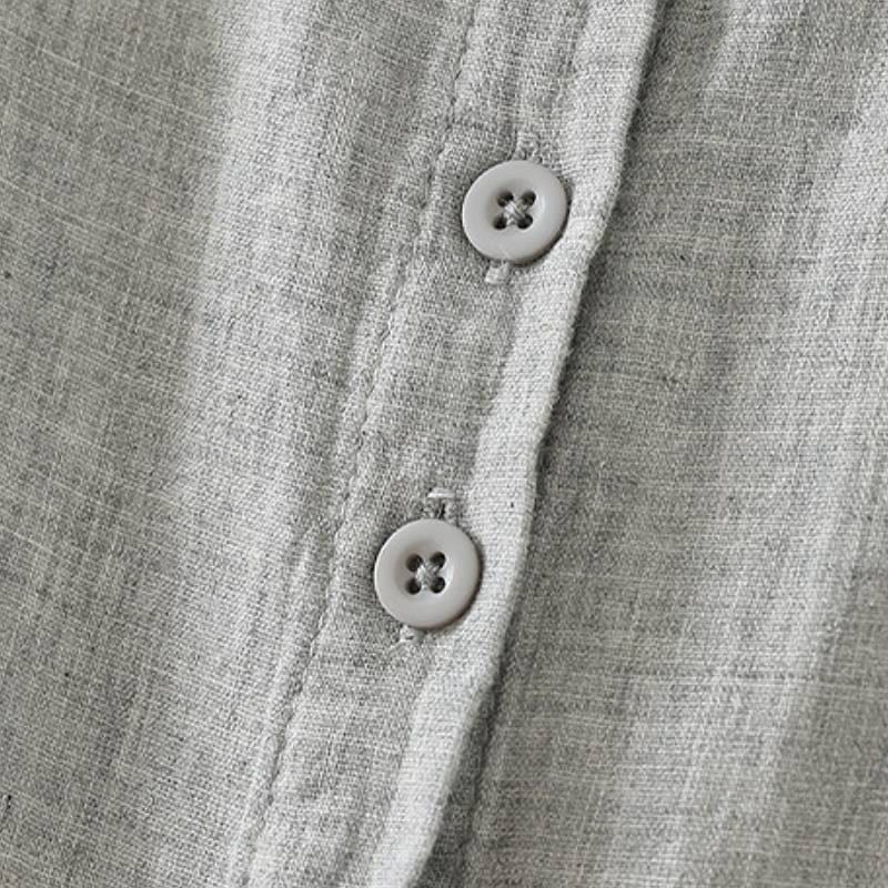 Buddha Stones Lässige, frühlingshafte Vintage-Damenbluse mit Knopfleiste und Kontrastkragen, langärmlig - image 19
