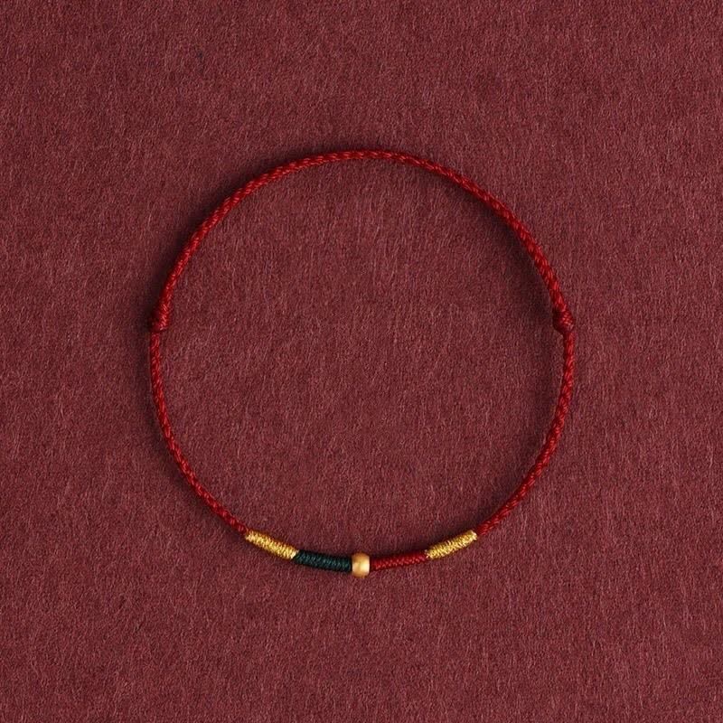 Buddha Stones Armband aus geflochtenem Kupferperlen- und rotem Seil - Burgunderrot (Handgelenkumfang: 15–17 cm) - image 0