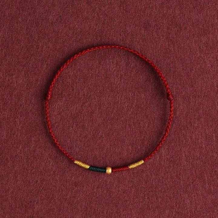 Buddha Stones Armband aus geflochtenem Kupferperlen- und rotem Seil - Burgunderrot (Handgelenkumfang: 15–17 cm) - image 0