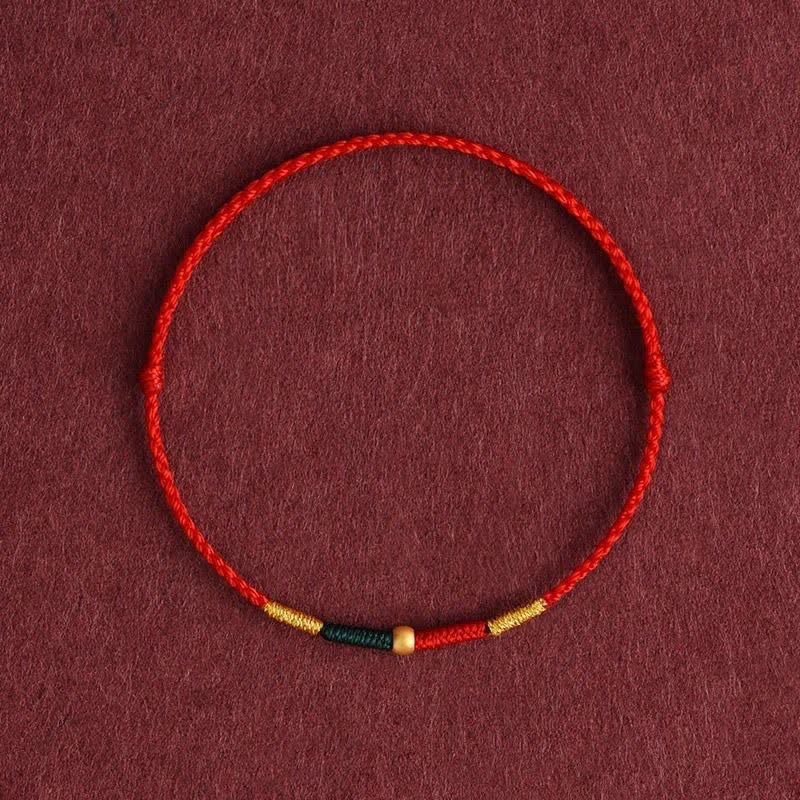 Buddha Stones Armband aus geflochtenem Kupferperlen- und rotem Seil - Rot (Handgelenkumfang: 15–17 cm) - image 4