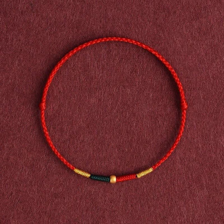 Buddha Stones Armband aus geflochtenem Kupferperlen- und rotem Seil - Rot (Handgelenkumfang: 15–17 cm) - image 4