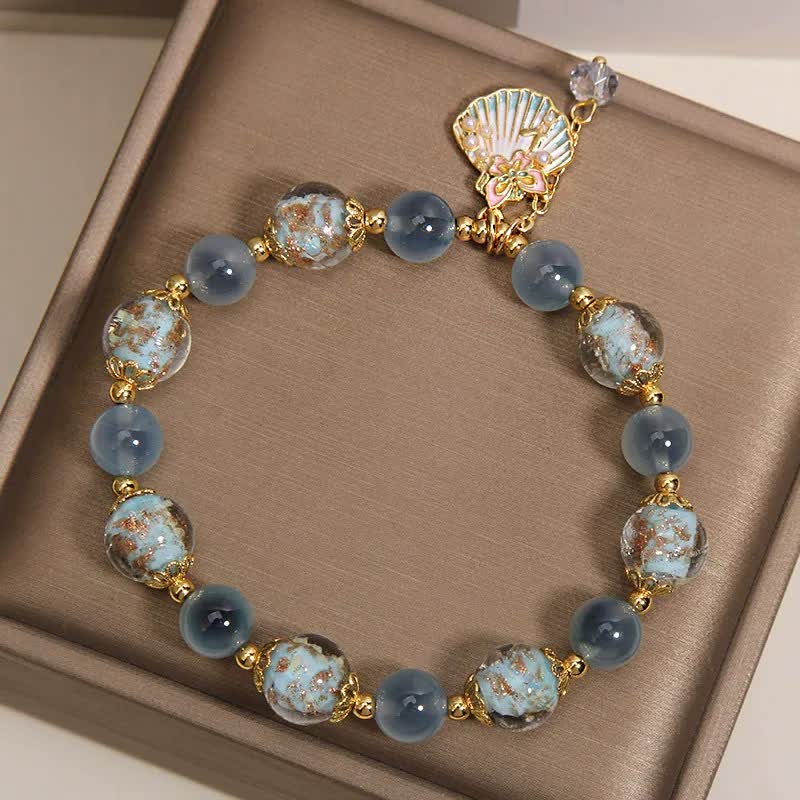 Buddha Stones Armband mit Liebesmuschel und Schmetterlingsanhänger aus Candy-Achat-Liuli-Glasperlen, Liuli-Glasperlen, Candy-Achat-Liuli-Glasperlen-Liebesmuschel-Schmetterling-Charm - image 4