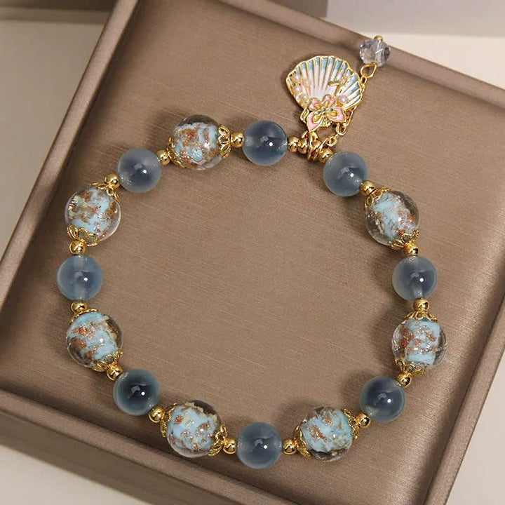 Buddha Stones Armband mit Liebesmuschel und Schmetterlingsanhänger aus Candy-Achat-Liuli-Glasperlen, Liuli-Glasperlen, Candy-Achat-Liuli-Glasperlen-Liebesmuschel-Schmetterling-Charm - image 4