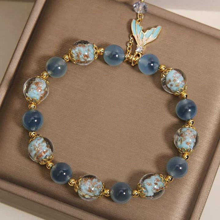 Buddha Stones Armband mit blauem Candy-Achat-Liuli-Glasperlen-Fischschwanzanhänger für emotionales Gleichgewicht - image 3