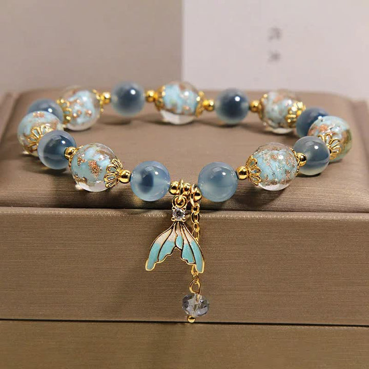 Buddha Stones Armband mit blauem Candy-Achat-Liuli-Glasperlen-Fischschwanzanhänger für emotionales Gleichgewicht - image 7