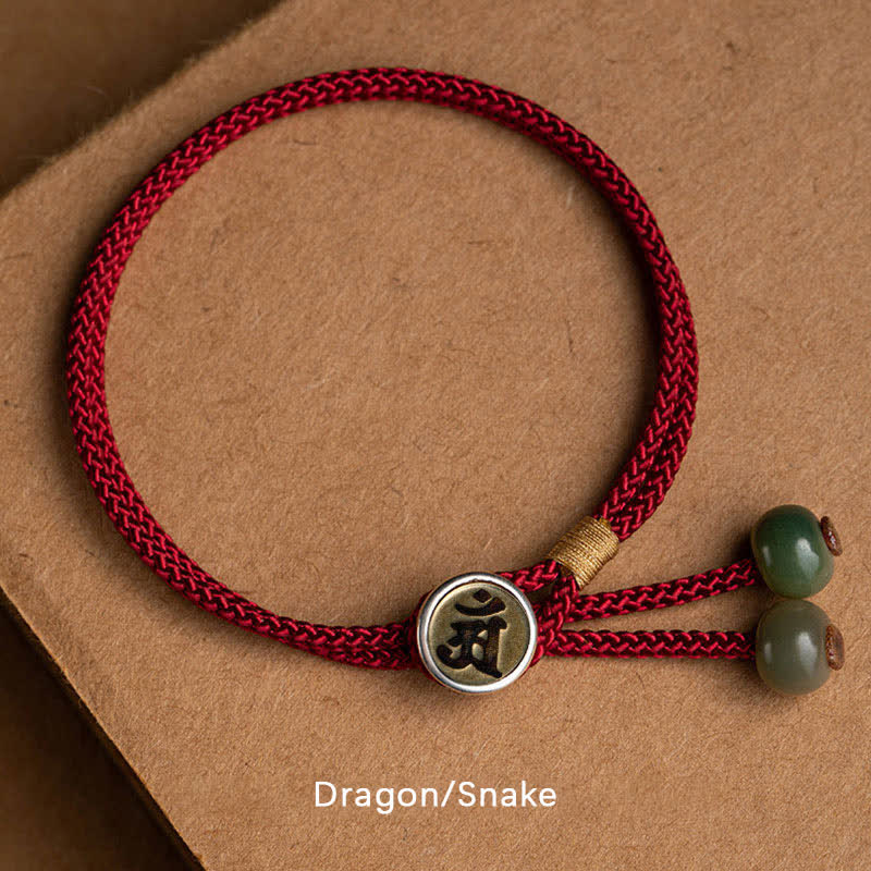 Buddha Stones, 925er Sterlingsilber, handgefertigtes Armband aus cyanfarbenem Bodhi-Samen-Schutzband, geflochten mit roter Schnur - Drache/Schlange (Handgelenkumfang 14-18 cm) - image 7