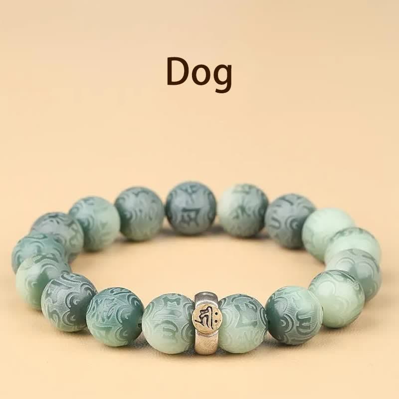 Buddha Stones, chinesisches Tierkreiszeichen, Bodhi-Samen, Om Mani Padme Hum, graviertes Weisheitsarmband - Hund - 12 mm (Handgelenkumfang 14-17 cm) - image 23