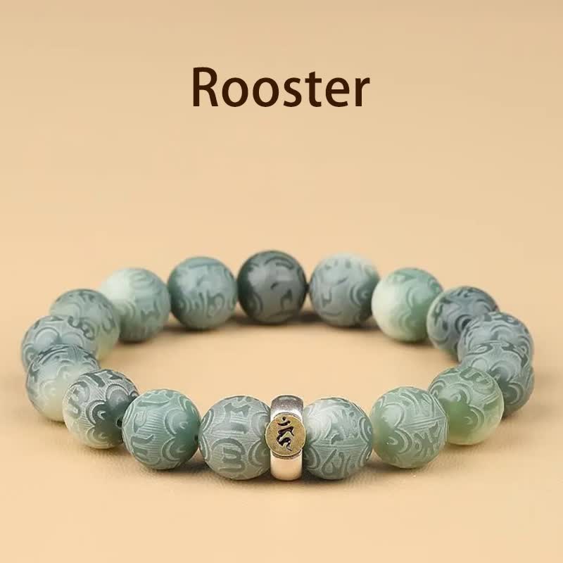 Buddha Stones, chinesisches Tierkreiszeichen, Bodhi-Samen, Om Mani Padme Hum, graviertes Weisheitsarmband - Hahn - 12 mm (Handgelenkumfang 14-17 cm) - image 22