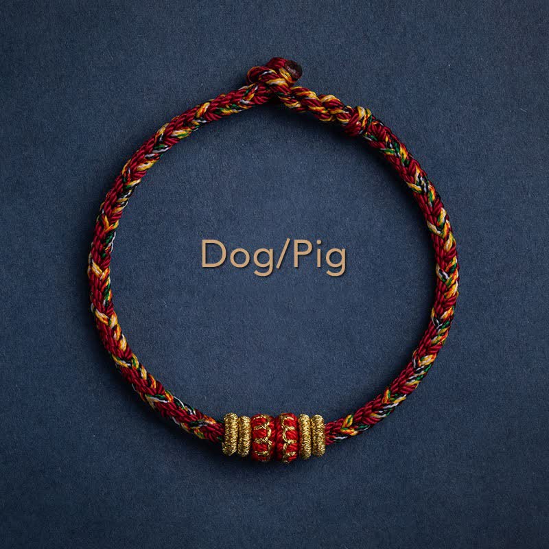Handgefertigtes Armband aus geflochtenen Buddha Stones aus Tibet – Symbol für Glück und Stärke - Hund/Schwein - 17-19 cm - image 20