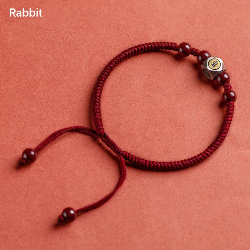 Buddha Stones, 925er Sterlingsilber, Chinesisches Tierkreiszeichen, Zinnober, Ruhe-Armband - Kaninchen - Rot (Handgelenkumfang 14-18 cm) - image 13