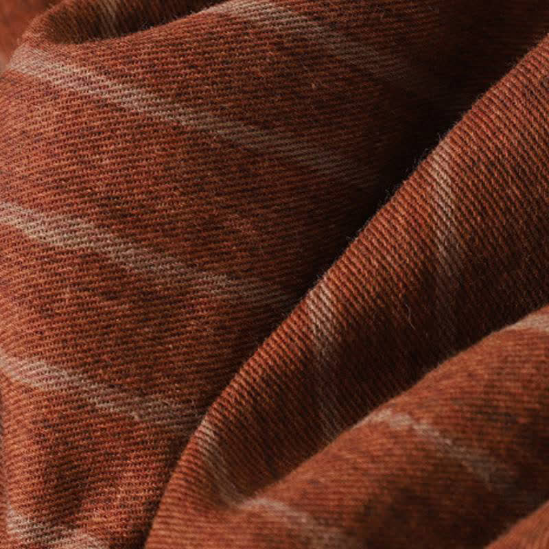 Buddha Stones Lässige Vintage-Damenjacke für den Herbst mit Streifenmuster, Knopfleiste und Taschen - image 10