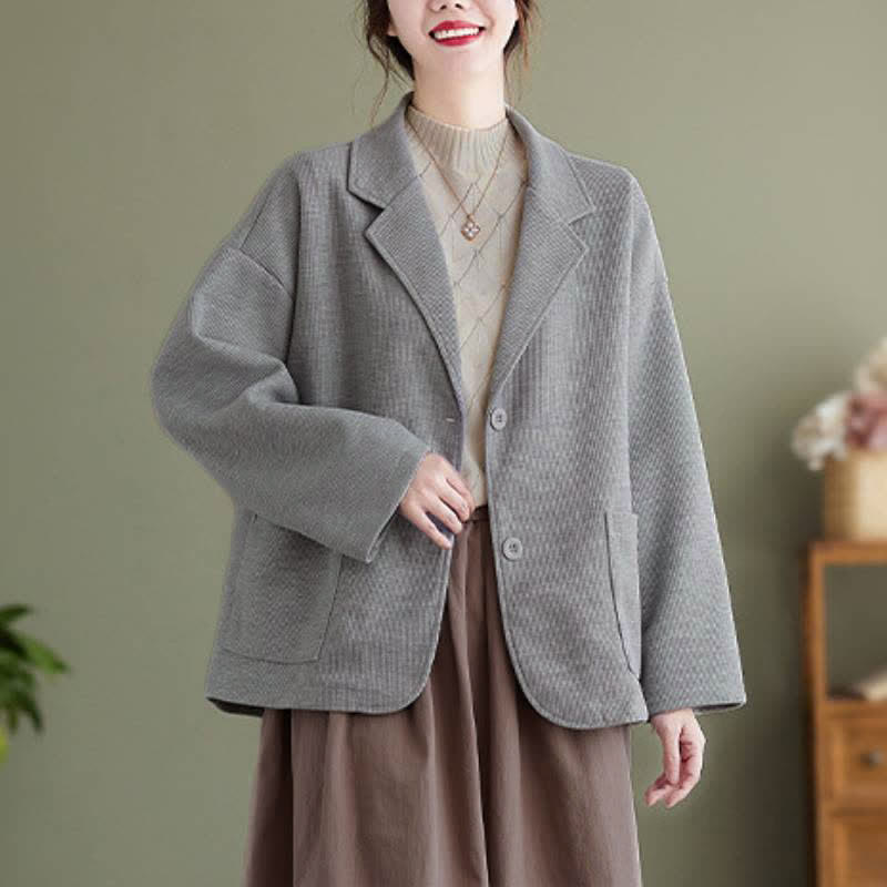 Buddha Stones Herbstliche, schlichte, einfarbige Damenjacke im Vintage-Stil mit Knopfleiste und Taschen - image 14