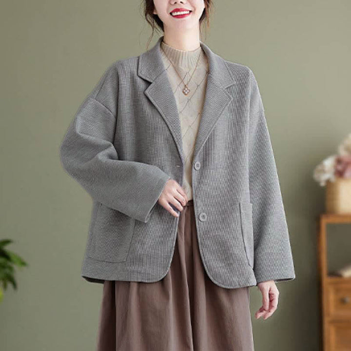 Buddha Stones Herbstliche, schlichte, einfarbige Damenjacke im Vintage-Stil mit Knopfleiste und Taschen - image 14
