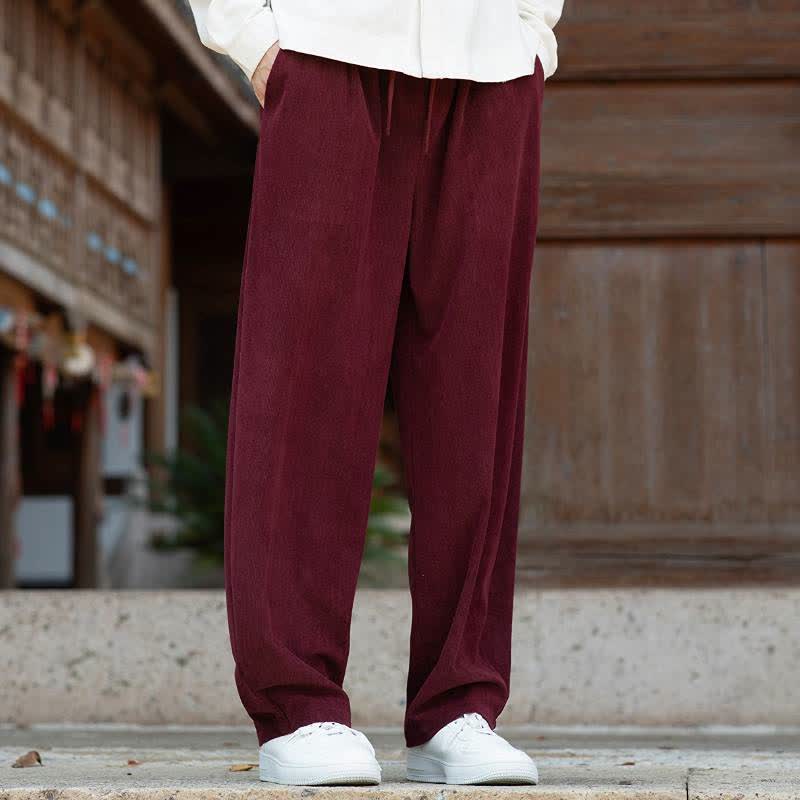 Buddha Stones Lässige, minimalistische Cordhose für Herren mit Kordelzug und Tasche für Herbst und Winter - image 14