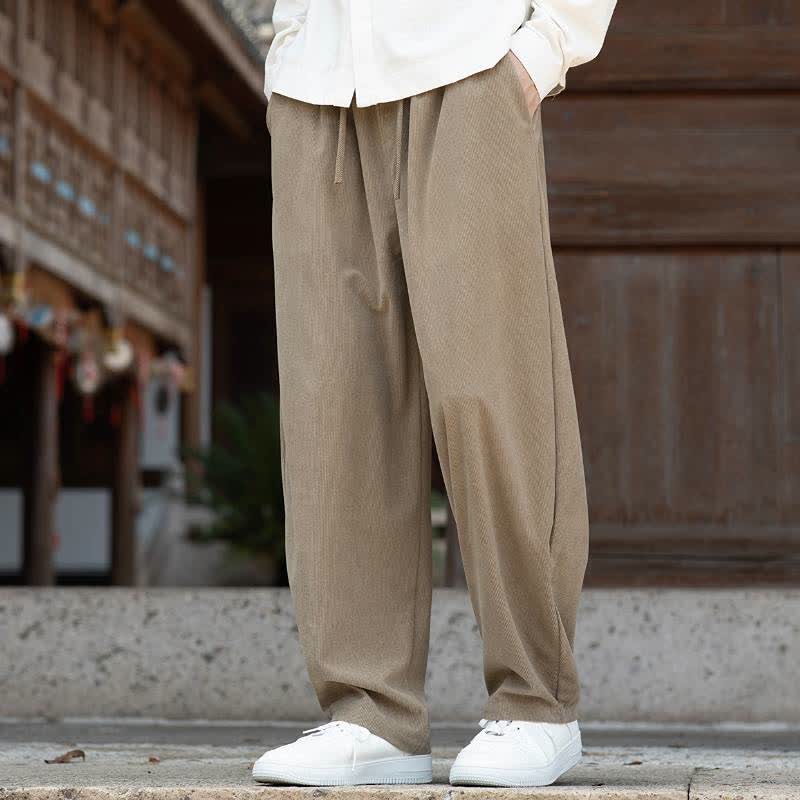 Buddha Stones Lässige, minimalistische Cordhose für Herren mit Kordelzug und Tasche für Herbst und Winter - image 1