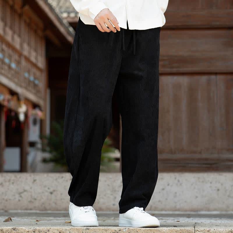 Buddha Stones Lässige, minimalistische Cordhose für Herren mit Kordelzug und Tasche für Herbst und Winter - image 9