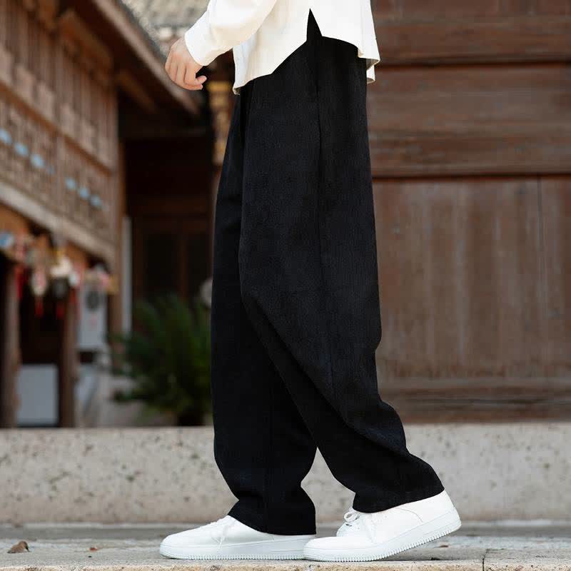 Buddha Stones Lässige, minimalistische Cordhose für Herren mit Kordelzug und Tasche für Herbst und Winter - image 11
