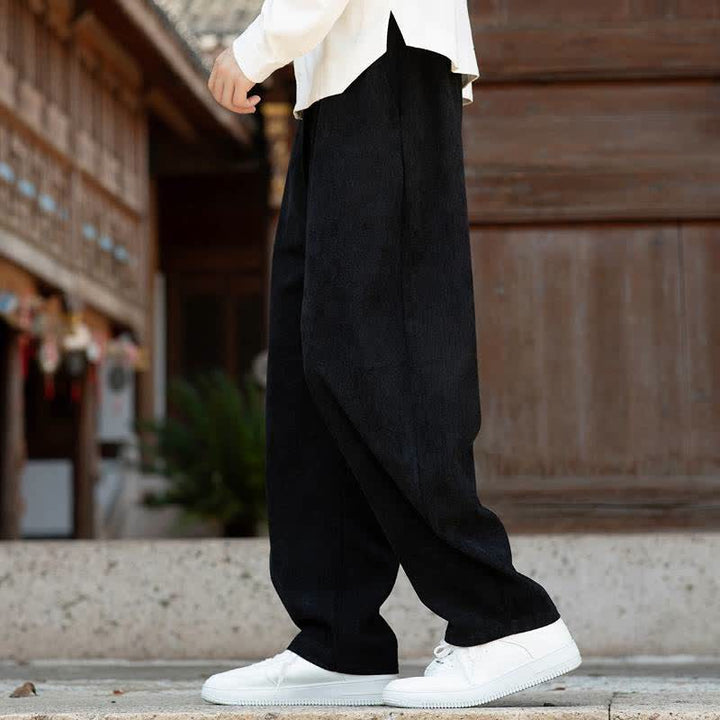 Buddha Stones Lässige, minimalistische Cordhose für Herren mit Kordelzug und Tasche für Herbst und Winter - image 11
