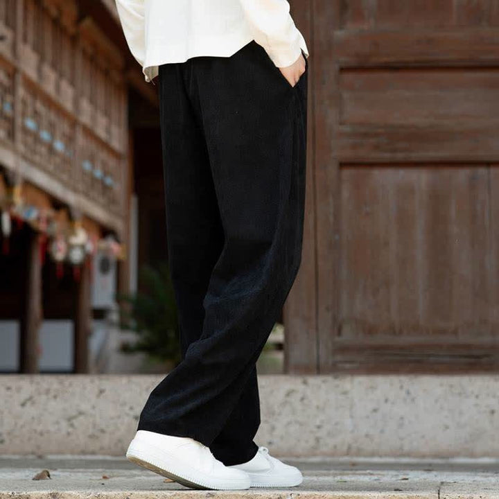 Buddha Stones Lässige, minimalistische Cordhose für Herren mit Kordelzug und Tasche für Herbst und Winter - image 12
